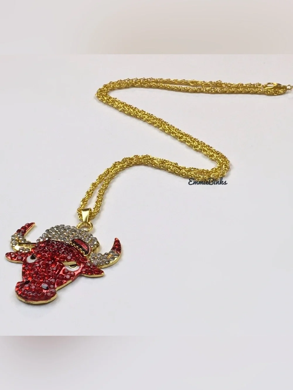 New Unisex Chicago Bulls NBA Bling Pendant Gold Chain Necklace